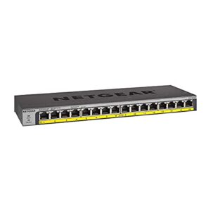 NETGEAR PoE Switch 16 Port Gigabit Ethernet Unmanaged Network Switch (GS116LP) - with 16 x PoE+ @ 76 W Upgradeable