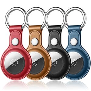 Dirrelo PU Leather Case Compatible with AirTag Keyring