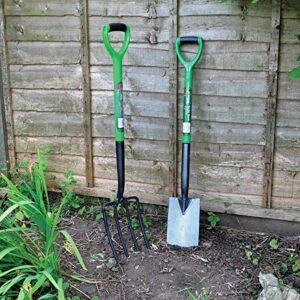 Unibos 2 Psc Heavy Duty Garden Digging And Border Spade And Fork Set Stainless Steel Finish