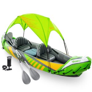Vanku Inflatable Kayak 2 Person with Sun Canopy