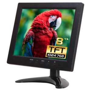 Small HDMI Monitor Mini Monitor CCTV Monitor 8" TFT LCD 1024x768 with VGA/AV/HDMI/BNC/USB Input for Office/Store/House Security Camera Raspberry Pi PC DVD DVR Built-in Speaker Remote Control WHOLEV