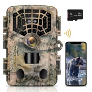VANBAR 4K WiFi Wildlife Camera 48MP Bluetooth with 940nm No Glow Night Vision Motion Recording IP66 Waterproof Trail Camera with 32G Memory Card