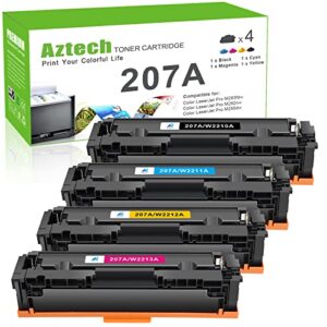Aztech 207A Compatible Toner Cartridge Replacement for HP 207A 207X Color Laserjet Pro MFP M283fdw M255dw M282nw M283fdn M255nw W2210A W2211A W2212A W2213A Ink (Black Cyan Yellow Magenta